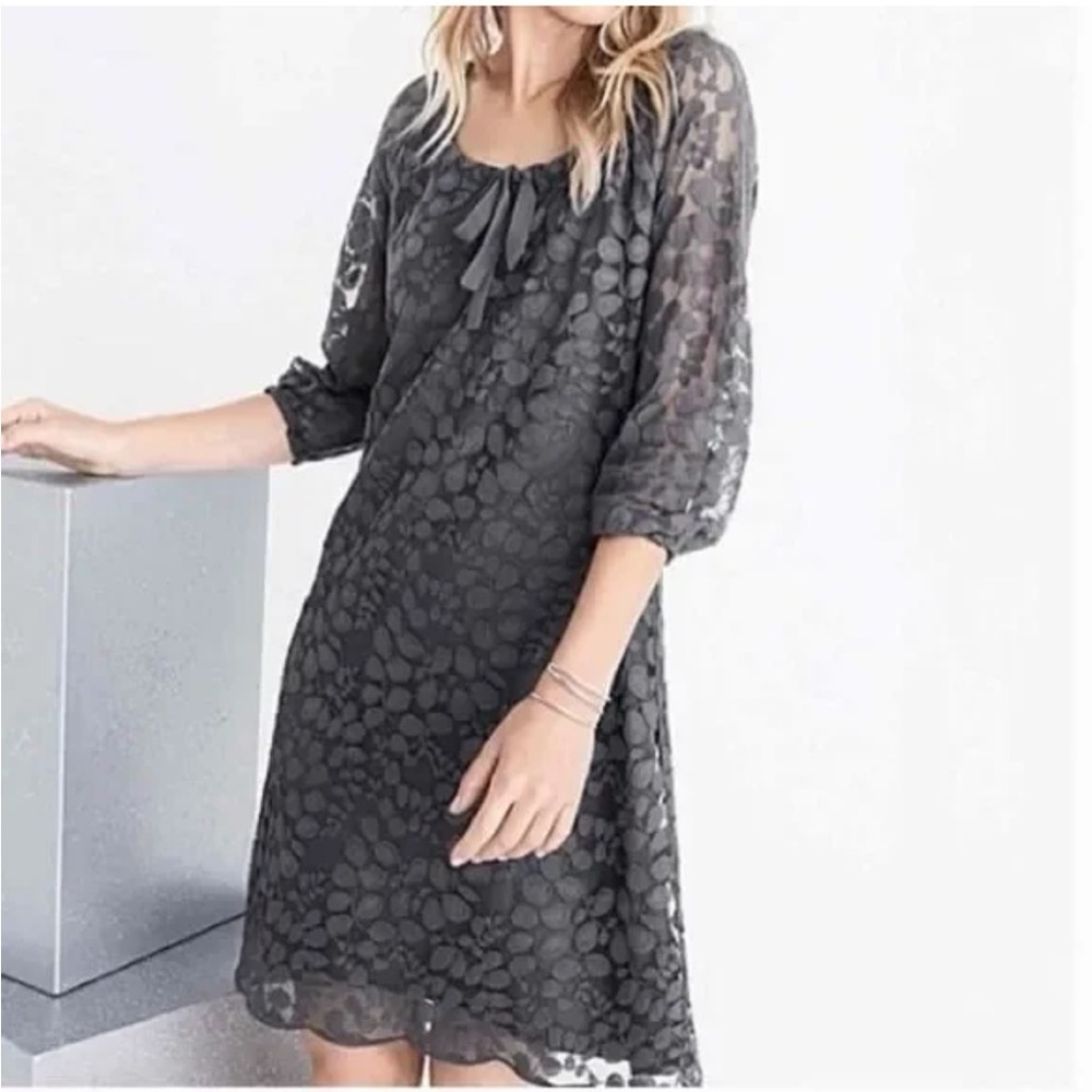 Garnet Hill Lace Overlay Floral Leaf Dress Size 12